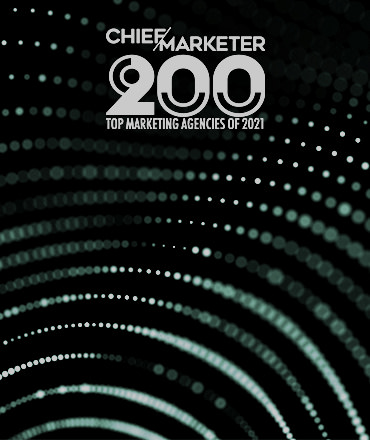 chief marketer 200 logo on background of dots in wave pattern