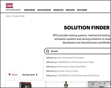 screenshot of mts website solution finder search bar