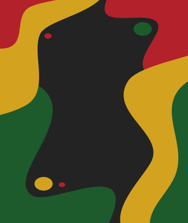 A background with a melted color collage of black, yellow, green, and red.