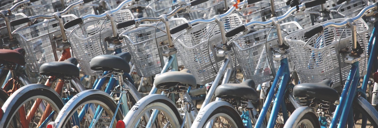 a bike rack full of bicycles